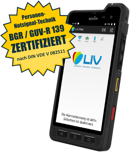 LIV Personen Notsignal Anlage App auf Android Sonim XP8