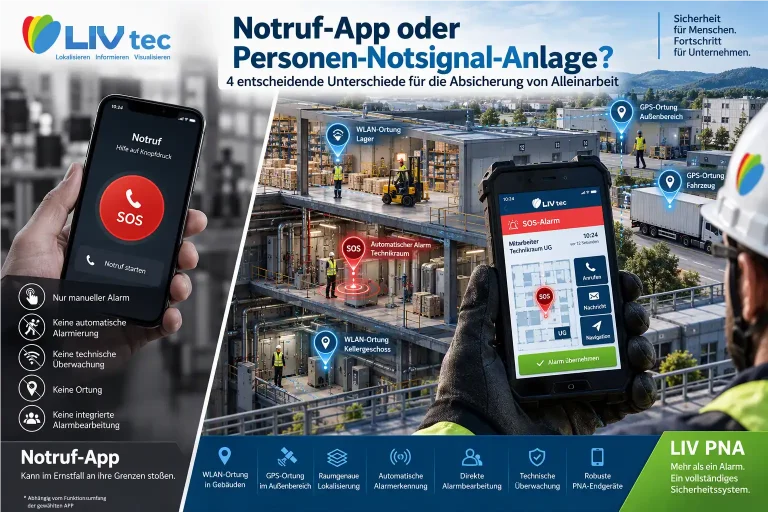 Wichtige Unterschiede zwischen einfacher APP und Personen Notsignal Anlage